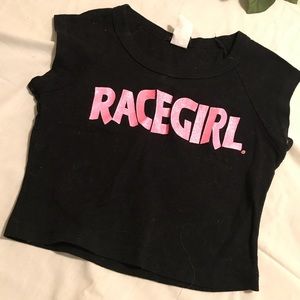 "RACEGIRL" CROP TOP/HALF TOP T-SHIRT. Size XS-S
